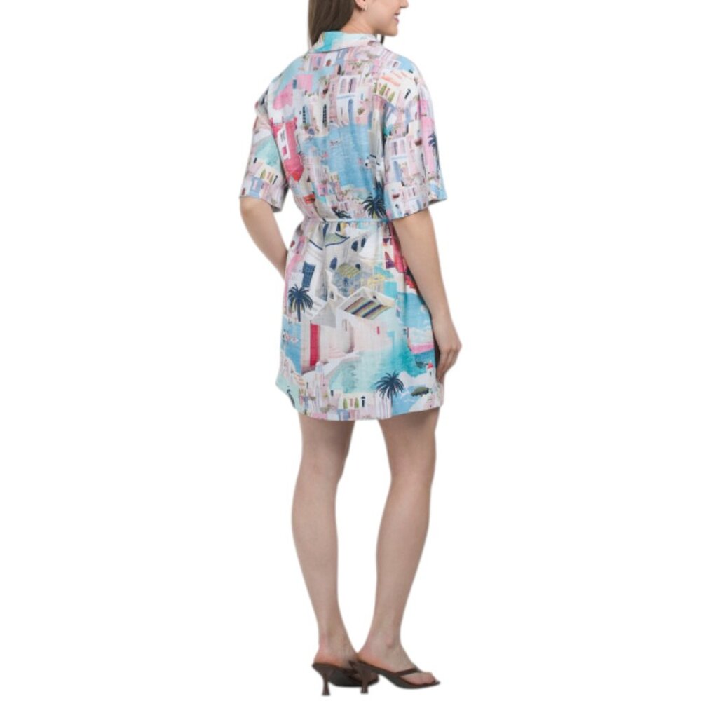 WHITE CLOSET Linen Blend Short Sleeve Mini Dress - Picture 7 of 8